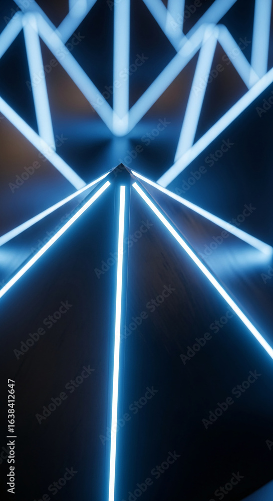 Aufkleber abstract image of glowing blue lines forming geometric pyramids, creating a futuristic and modern de