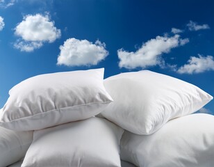Obraz premium white pillows in a blue sky with clouds