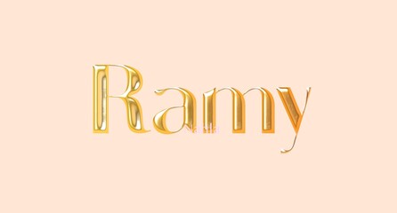 Ramy name. Arabic latin Name illustration. Colorful gradient graphic vector typography with removable background. 3D Separate Arabian name.