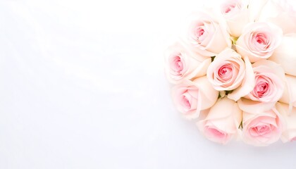 Delicate pink roses on white