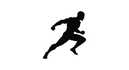 Silhouette of a Man Running in Profile