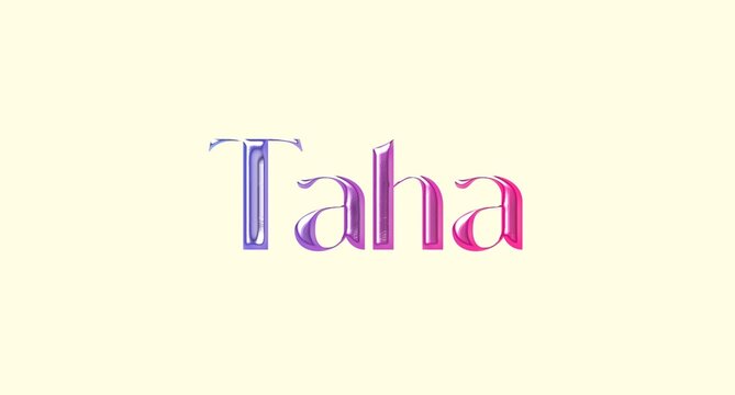Taha name. Arabic latin Name illustration. Colorful gradient graphic vector typography with removable background. 3D Separate Arabian name.