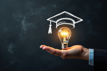 Illuminating Education A Bright Idea for Learning and Graduation with a Lightbulb and Mortarboard Concept