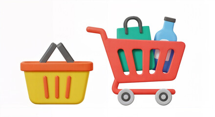 3D Shopping Basket and Cart
