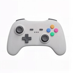 Light Grey Modern Video Game Controller with Colorful Buttons