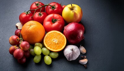 fresh produce fruits vegetables healthy food tomatoes grapes orange garlic apple diet