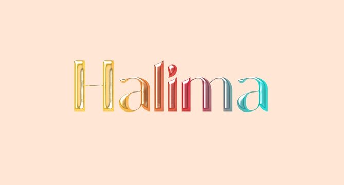 Halima name. Arabic latin Name illustration. Colorful gradient graphic vector typography with removable background. 3D Separate Arabian name.