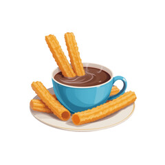 Illustration of warm chocolate and chocolate colored cake