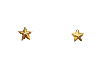 Two shiny gold stars isolated on transparent background