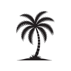 Black palm tree icon isolated on white background silhouette