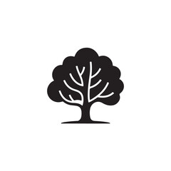 Black tree silhouette icon with white branches vector