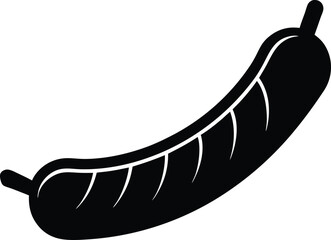 Grilled Sausage Silhouette Vector Art Illustration