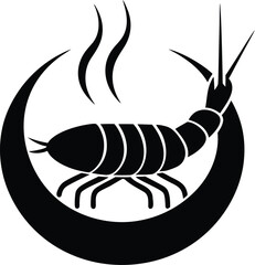 Grilled Prawns Silhouette Vector Art Illustration