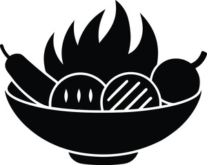 Grilled Veggies Silhouette Vector Art Illustration
