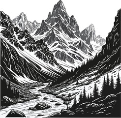vector illustration of a mountain landscape