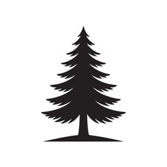 Obraz premium Evergreen tree silhouette black icon pine nature