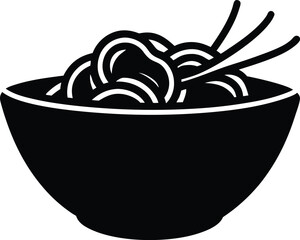 Lo Mein Silhouette Vector Art Illustration