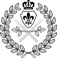 Fototapeta premium Royal Crest Laurel Wreath Emblem Vector Illustration