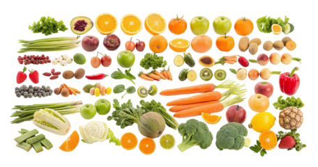 Colorful assortment of fresh fruits and vegetables for a healthy lifestyle and balanced nutrition