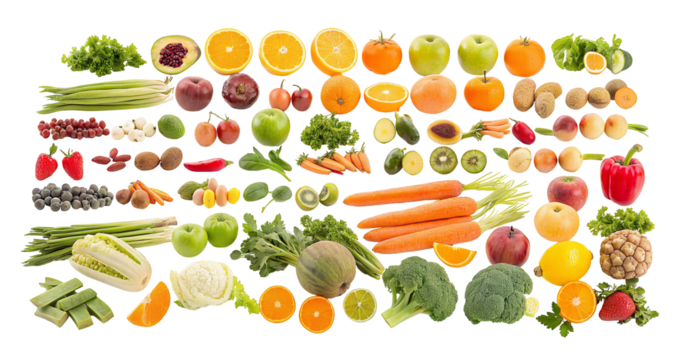Colorful assortment of fresh fruits and vegetables for a healthy lifestyle and balanced nutrition