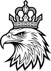 Royal Eagle Head with Crown Vector Illustration