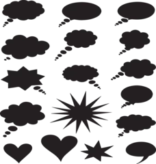 Fotobehang Naadloze wolken Comic Speech Bubble Silhouettes Icons – Thought, Chat & Expression Shapes vector design. Vector illustration on transparent background.   © Mohammod Foysal SSF.