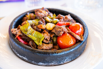 Turkish traditional shepherd's (coban) kavurma food photos