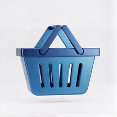 3D Blue Shopping Basket Icon
