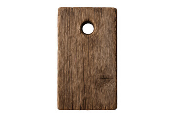 Fototapeta premium Weathered Wooden Plank with Circular Hole, Textured Surface, Rustic Charm, and Natural Grain Detail