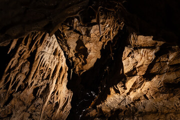 Natural underground dolomite formations in the Bozkov Dolomite Caves (Bozkovske dolomitove jeskyne), a protected site in the Czech Republic
