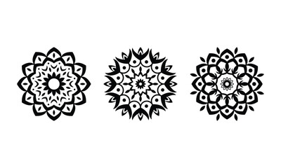 Set of Circular Floral Mandala Silhouettes
