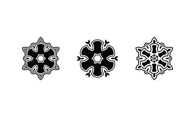 Hexagonal Geometric Rosette Symbol Vector Set