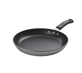 Gray frying pan shines, suitable for product staging, branding mockups, and social media designs.