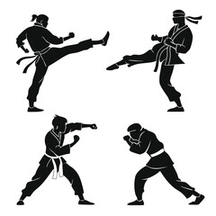 Silhouette vector illustration of a martial art player