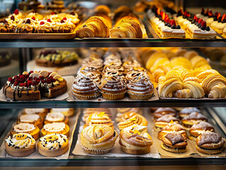Bakery Display Case Colorful Pastries Showcase