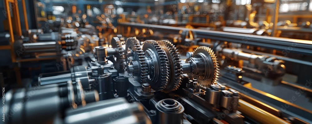 Poster close-up view of intricate machinery gears and components.