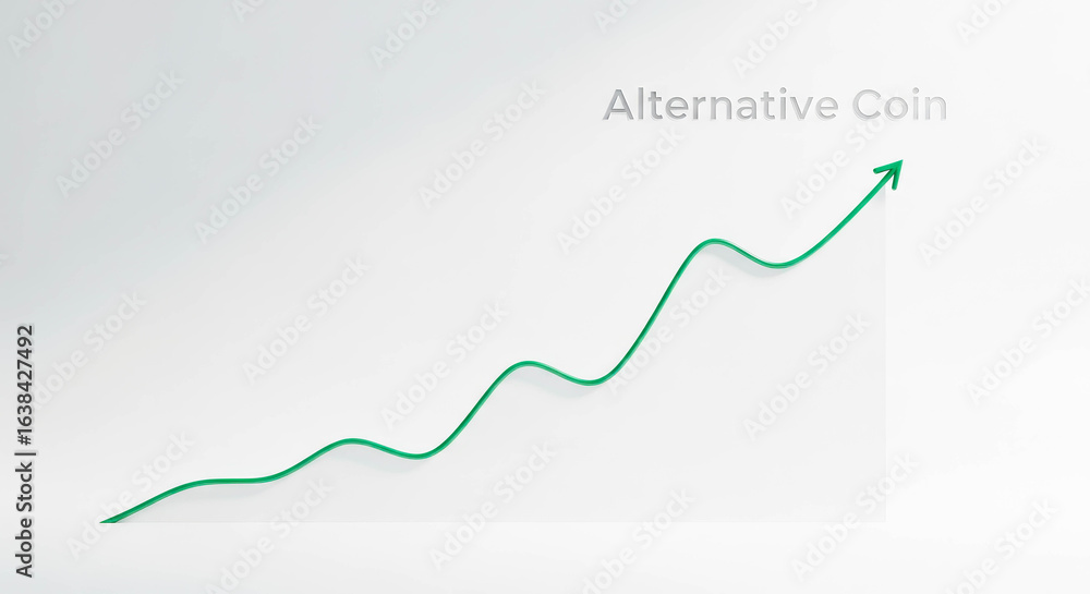 Aufkleber green wavy arrow on white background with alternative coin text. financial data concept. crypto curr
