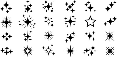 Sparkles icon vector set. Twinkling stars illustration sign collection. Shining burst symbol. Star logo.
