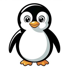 Obraz premium Adorable Cartoon Penguin Standing Upright a Charming and Playful Illustration with a Classic Black and White Color Scheme