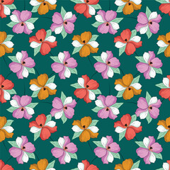 Seamless beautiful vintage flower pattern textile design
