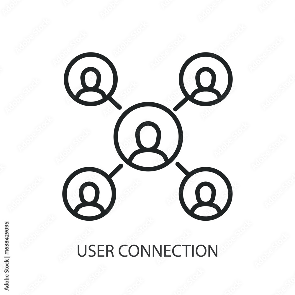 Poster user connection thin line vector icons.