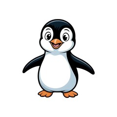 Fototapeta premium Adorable Cartoon Penguin Character Standing Upright with a Playful Expression Ready for a Childrens Book or Animation Project