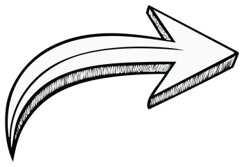 Drawn Arrow Symbol Moving Forward and Upwards with Sketchy Texture