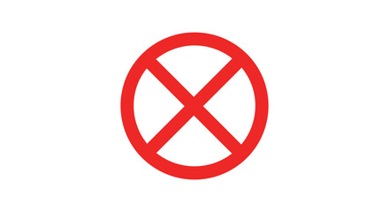 Red Oval Shape with an X Symbol Silhouette