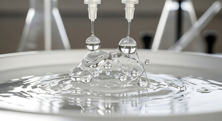 Water droplets create ripples in lab setting during experiment