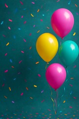 pink and yellow balloons with copy space