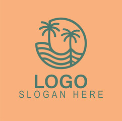 Obraz premium Minimalist Tropical Logo Palm Tree
