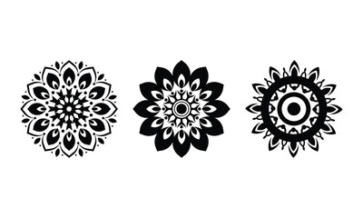 Ethnic Floral Mandala Silhouette Vector Design Set