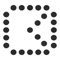 Abstract geometric logo concept with dots forming a square and an inner shape. Minimalist black and white vector graphic design element.