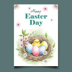Vector vertical poster template for easter celebration